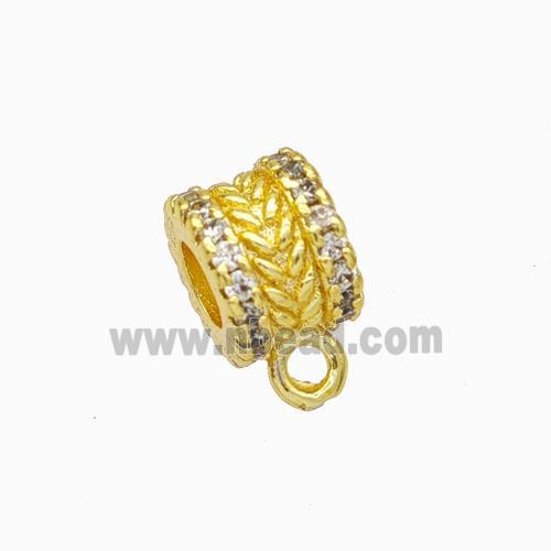 Copper Hanger Bail Micropave Zirconia Gold Plated