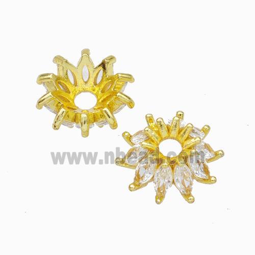 Copper Beadcaps Micropave Zirconia Gold Plated