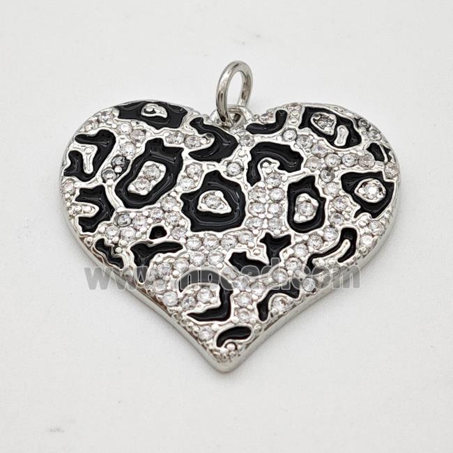 Copper Pendant Micropave Zirconia Black Enamel Platinum Plated