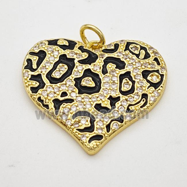 Copper Pendant Micropave Zirconia Black Enamel Gold Plated