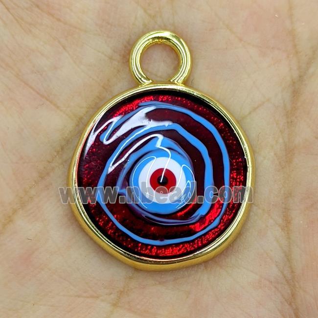 Copper Evil Eye Pendant Painted Gold Plated