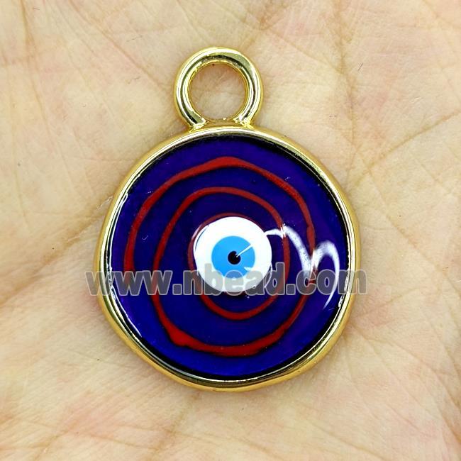 Copper Evil Eye Pendant Painted Gold Plated