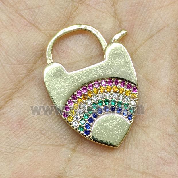 Copper Arrowhead Clasp Micropave Multicolor Zirconia Gold Plated