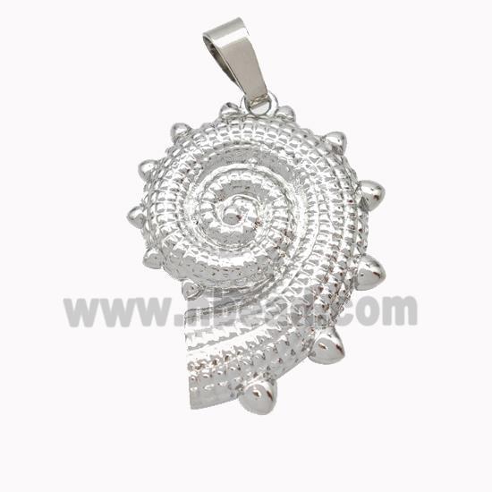 Spiral Shell Charms Copper Pendant Platinum Plated