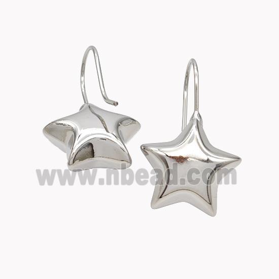 Copper Star Hook Earrings Platinum Plated