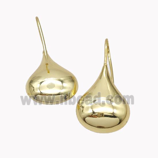 Copper Teardrop Hook Earrings Gold Plated