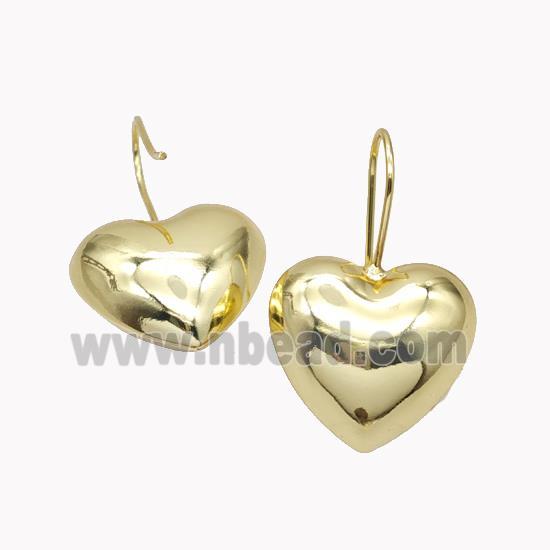 Copper Heart Hook Earrings Gold Plated