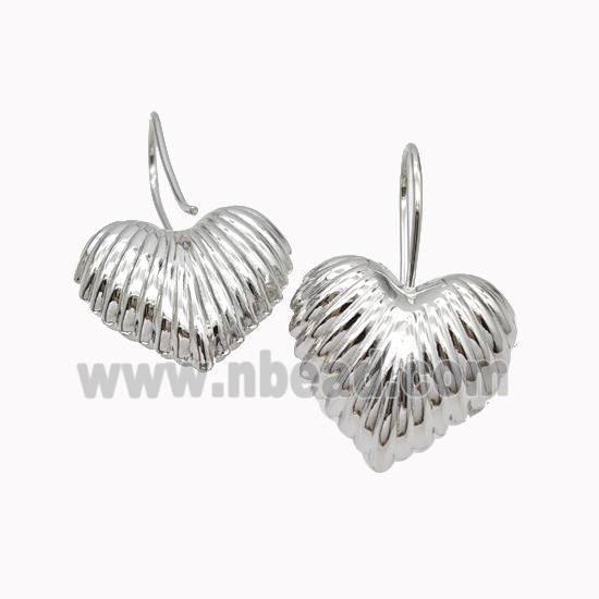 Copper Heart Hook Earrings Platinum Plated