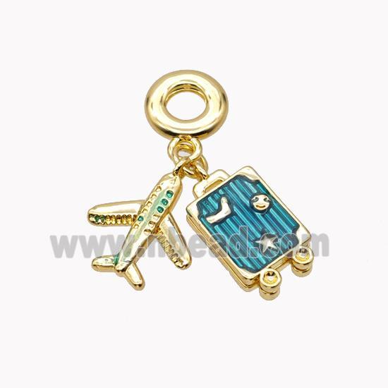 Copper pendant pave zircon, 18K Gold Plated