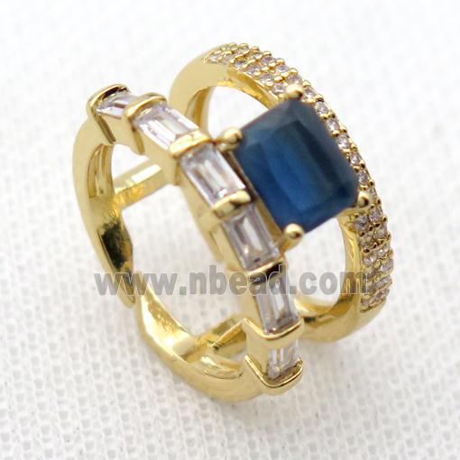 copper Rings pave zircon, resizable, gold plated