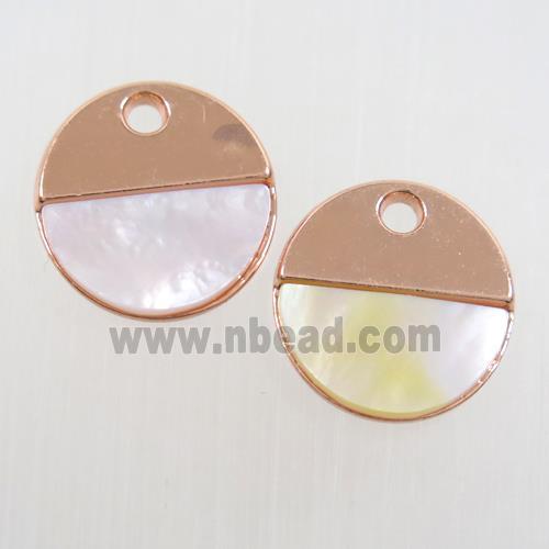 colorfast copper pendant paved shell, rose gold