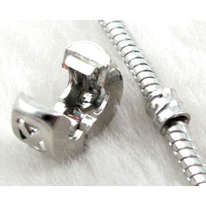 Stopper Beads, clip, copper, platinum plated