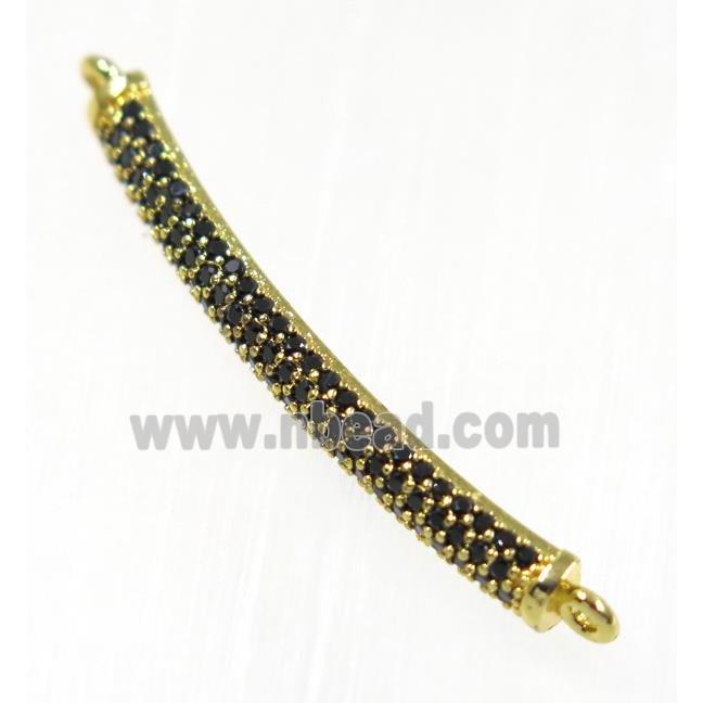 copper stick connector paved zircon, gold plated