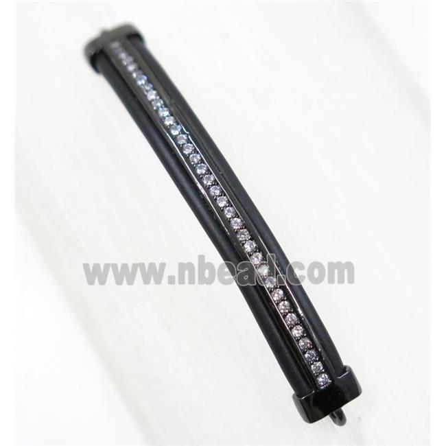 copper stick connector paved zircon, black plated