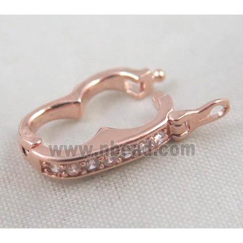Zircon copper clasp, rose gold plated