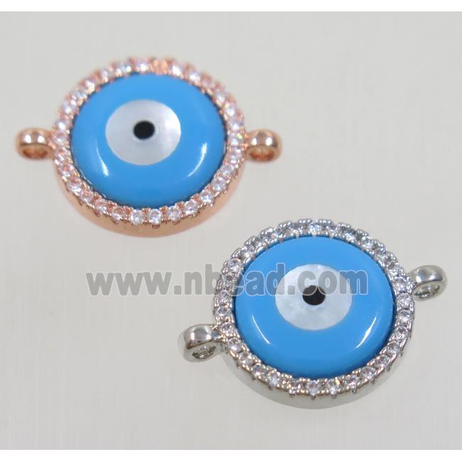 copper connector paved zircon, evil eye, mix color