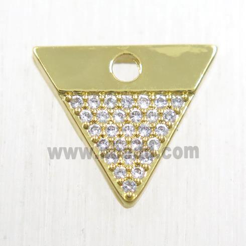 copper triangle pendant paved zircon, gold plated