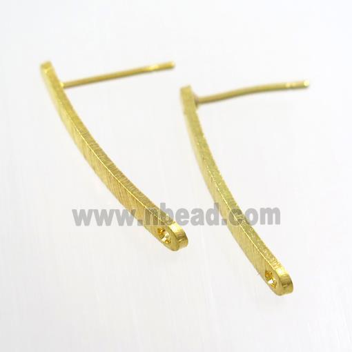 copper earring studs with loop, gold plated