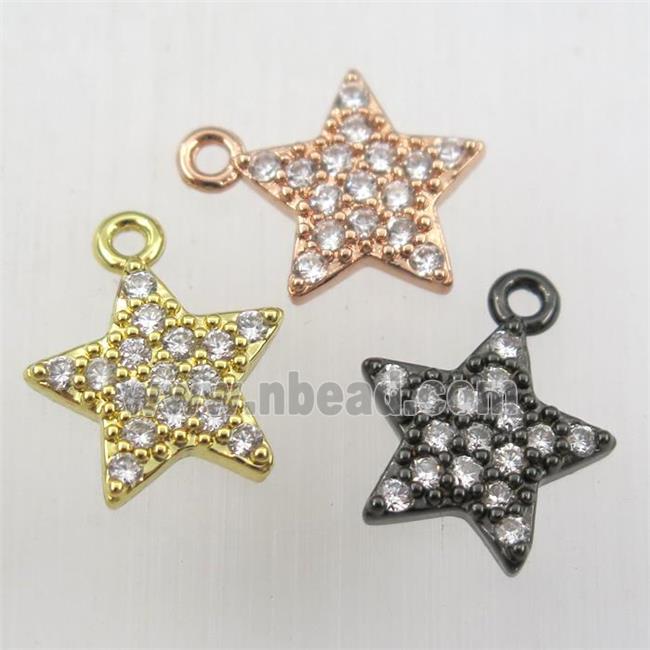 copper star pendant paved zircon, mix color