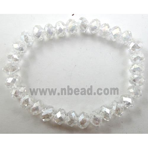 Chinese Crystal Glass Bracelet, stretchy, white