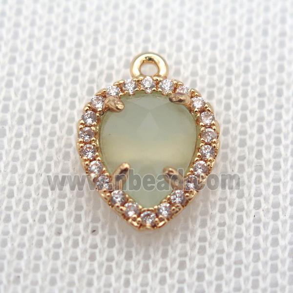 copper teardrop pendant pave zircon with crystal glass, gold plated