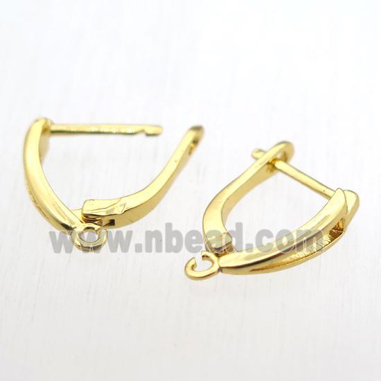 copper Latchback Earrings with loop, gold plated