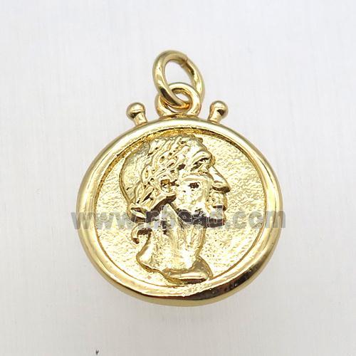 copper coin pendant, gold plated