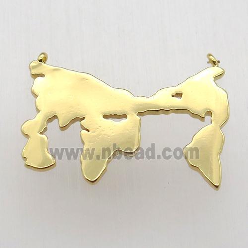 copper worldsmap pendant, gold plated