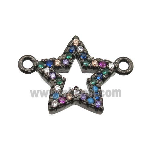 copper star pendant paved zircon, black plated