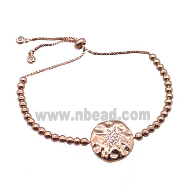 copper bracelet paved zircon, rose gold