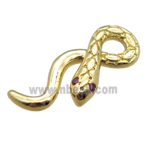 copper snake pendant paved zircon, gold plated