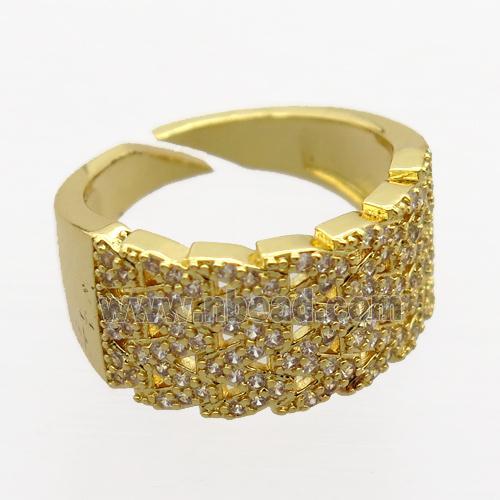 copper Rings pave zircon, gold plated