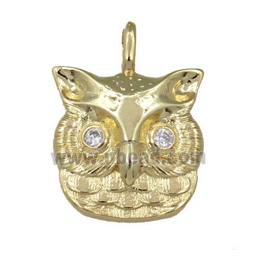 copper OWL charm pendant, gold plated