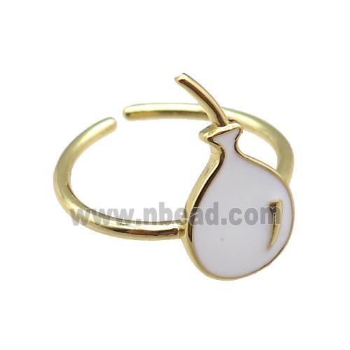 copper rings with white enameling ballon, gold plated