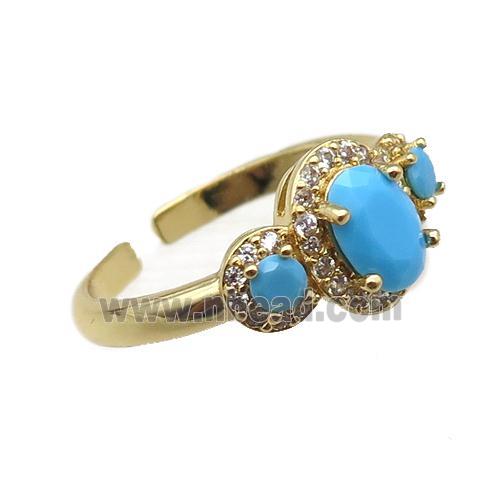 adjustable copper ring pave zircon, gold plated