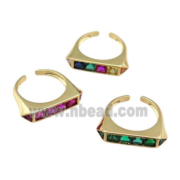 copper Ring pave zircon, gold plated, mixed