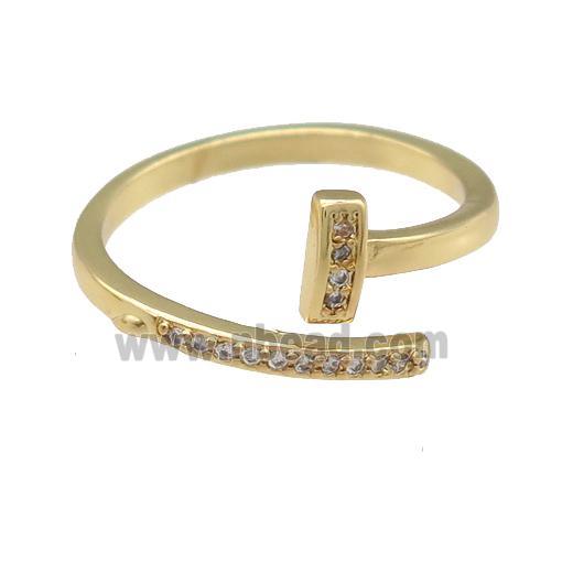 copper Ring paved zircon, gold plated