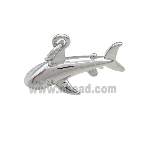 copper dolphin pendant, platinum plated