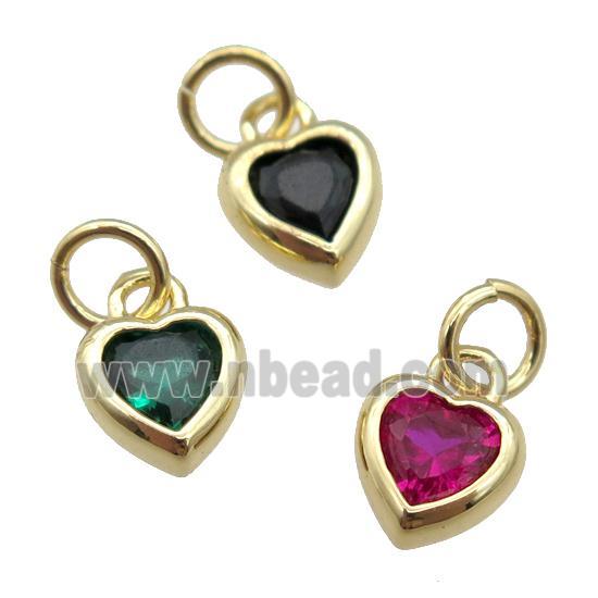copper Heart pendant paved zircon, gold plated, mixed