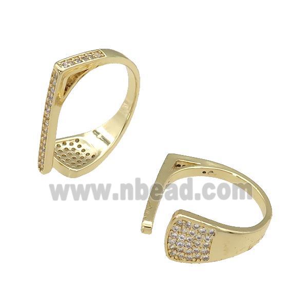 copper Rings paved zircon, gold plated