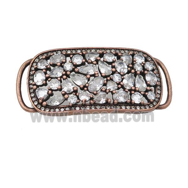 copper rectangle connector pave zircon, antique red