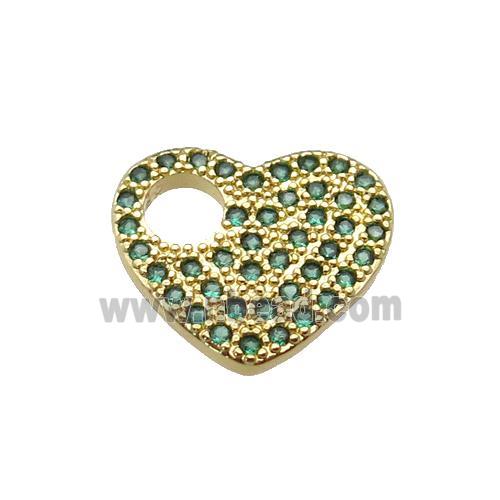 copper Heart pendant pave green zircon, gold plated