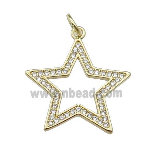 copper star pendant pave zircon, gold plated