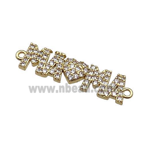 copper MaMa connector pave zircon, gold plated