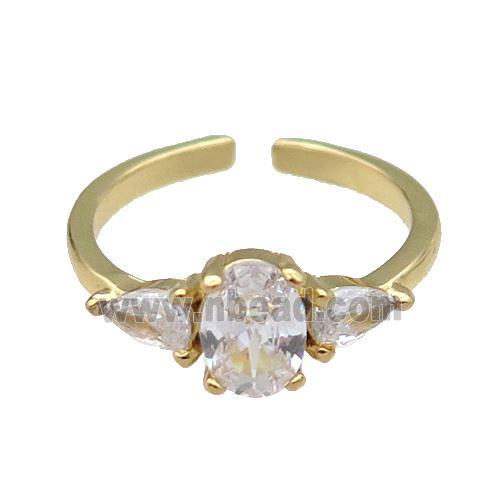 copper Ring pave zircon gold plated