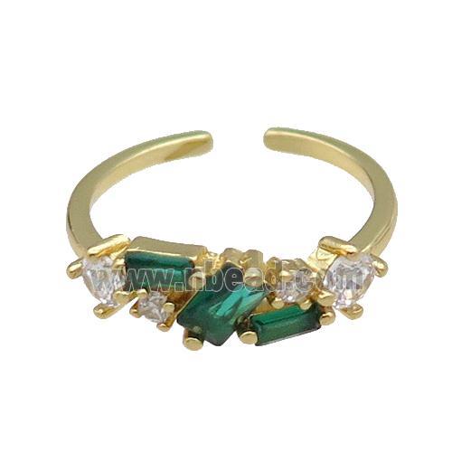 copper Ring pave green zircon gold plated