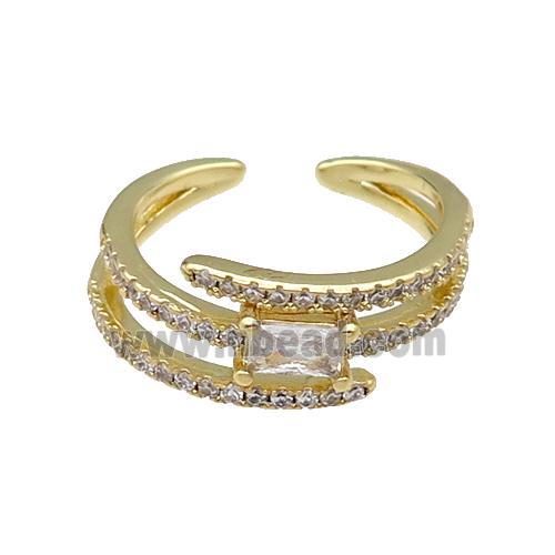 copper Ring pave zircon gold plated