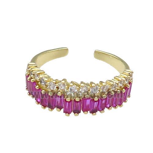 copper Ring pave hotpink zircon gold plated