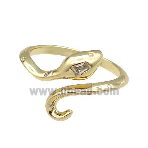 copper Snake Ring pave zircon gold plated