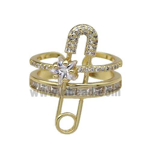 copper Ring pave zircon gold plated